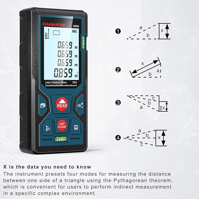 165ft/50m Laser Measure Ft/in/M Switching LM50 Laser Measurement Tool Devices - Image 6