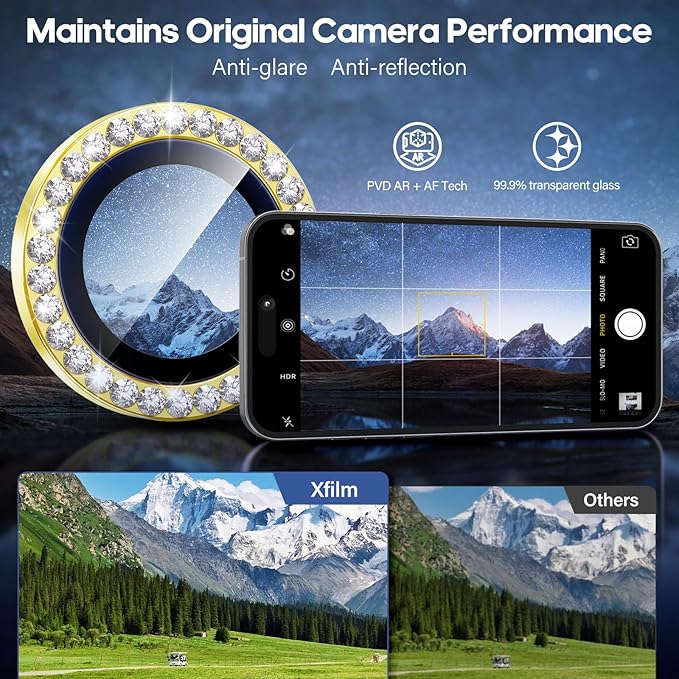 for iPhone 17 Air Camera Lens Protector Bling, Individual Diamond Metal Ring - Image 4