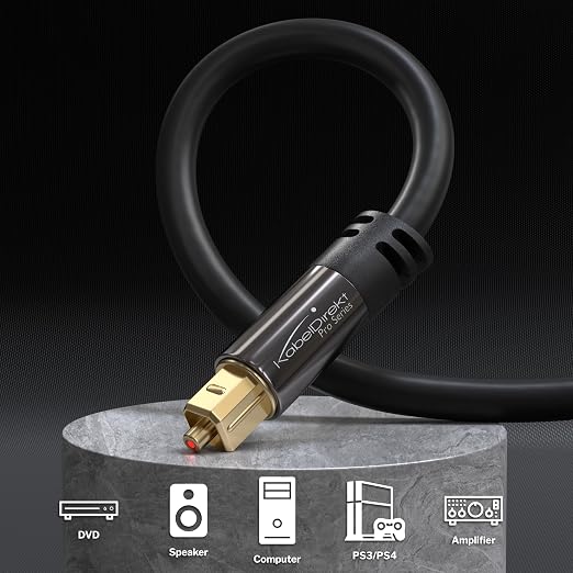 KabelDirekt TOSLINK – Optical Audio Cable – 1.5ft – Fiber Optic Cord, S/PDIF - Image 2