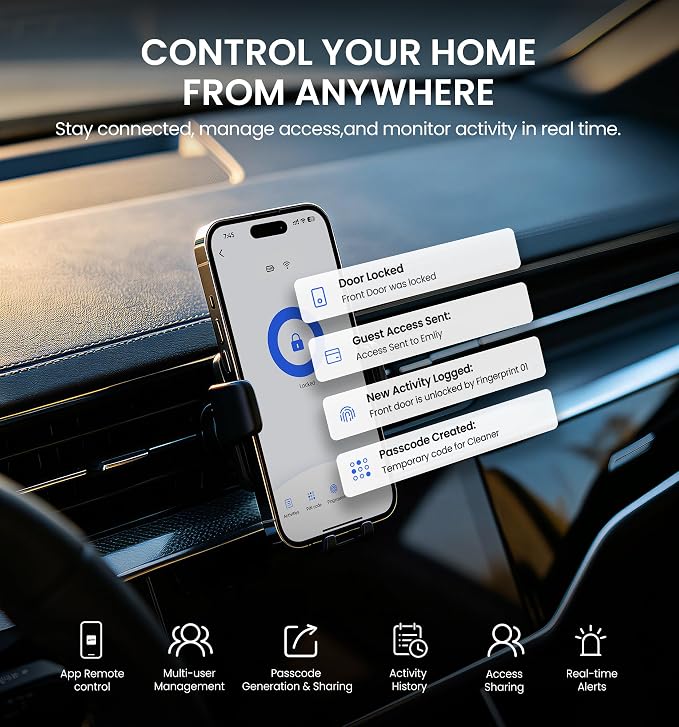 Veise VE012W-H WiFi Smart Front Door Lock Set, Built-in WiFi, App Remote & - Image 8