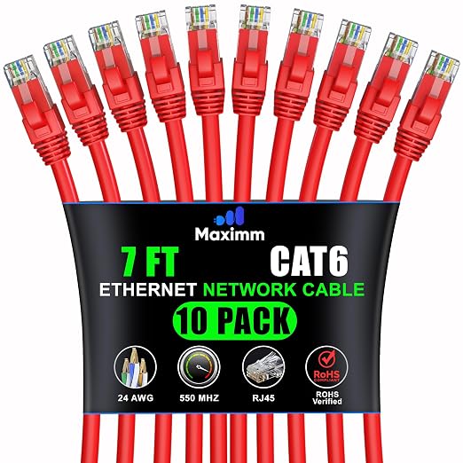 Maximm Cat 6 Ethernet Cable 7 ft by MaximmCable