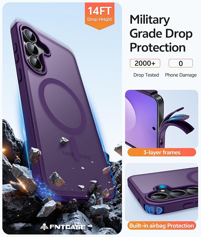 FNTCASE for Samsung Galaxy S25 FE Case: Magnetic Translucent Matte Military - Image 5