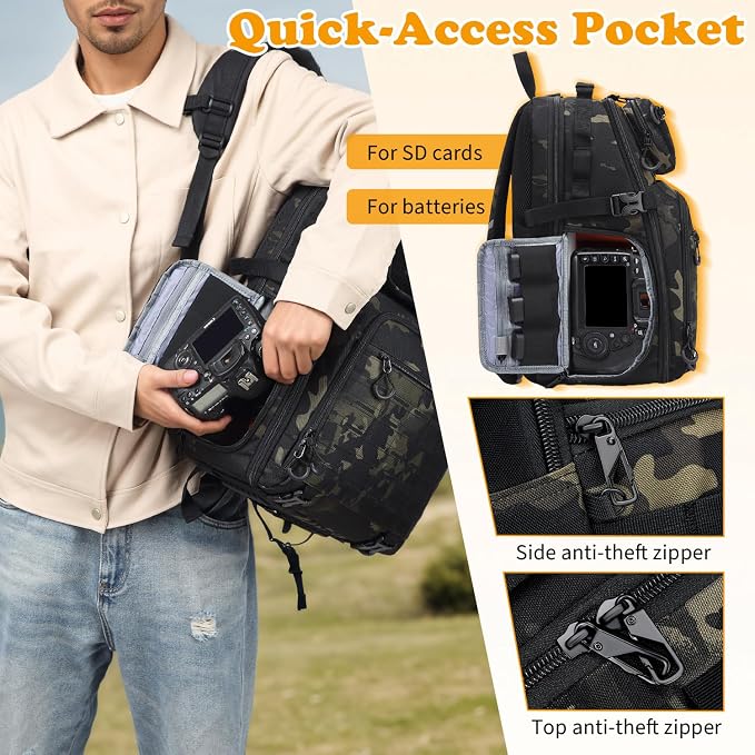 HAMBOLY Professional Camera Bag Backpack, Large Waterproof Photography Bag Case - Image 4