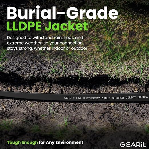 GEARit Cat 8 Outdoor Flat Ethernet Cable Direct Burial Rated LLDPE Jacket - Image 3