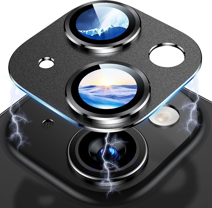 Uyiton for iPhone 15/iPhone 15 Plus Camera Lens Protector, Metal Tempered Glass by Uyiton