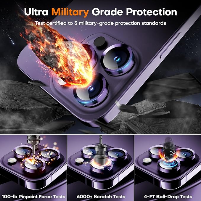 for iPhone 14 Pro/14 Pro Max Camera Lens Protector, Tempered Glass Screen - Image 4