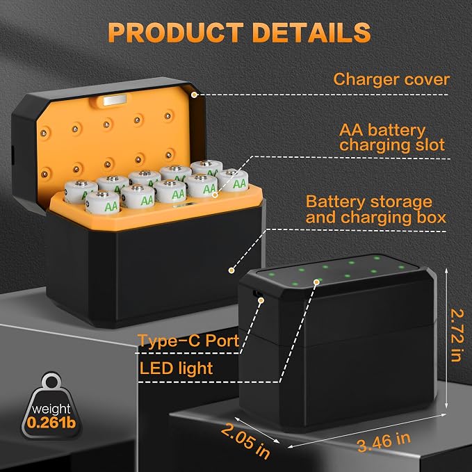 10-Pack Rechargeable AA Batteries Lithium - Image 5