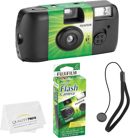 Fujifilm QuickSnap Flash 400 Disposable 35mm Camera Bonus Hand Strap + Quality by FUJIFILM