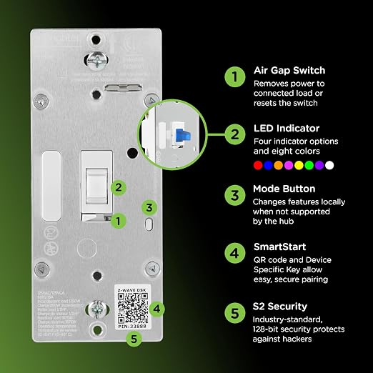 Enbrighten 800 Series Z-Wave On/Off Toggle Switch, Long Range 800LR, Quick Fit - Image 4
