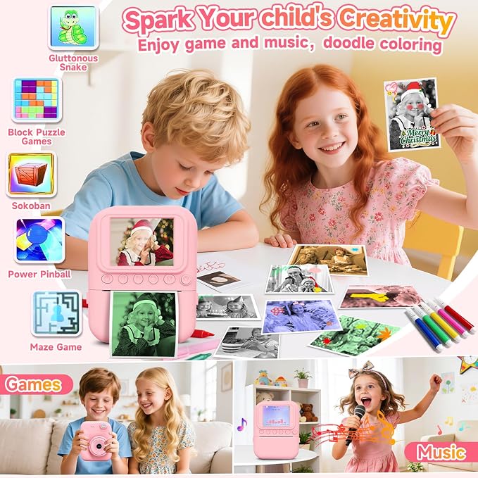 Kids Camera Instant Print, 1080P Digital Instant Print Cameras - Image 5