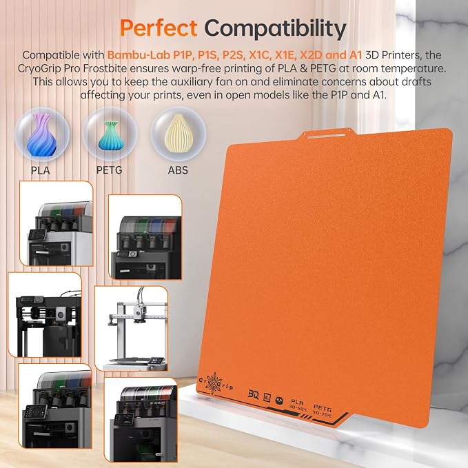 BIQU Cryogrip Pro Frostbite Matte Orange Cold Build Plate - Image 5