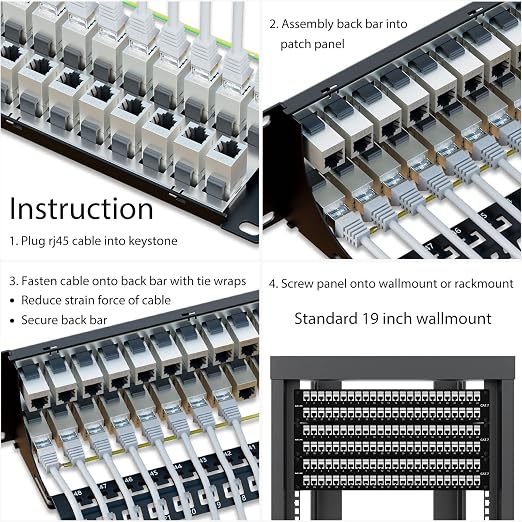 Iwillink 10Gbps Cat7 Patch Panel 48 Port, RJ45 Through Coupler 2U Patch Panel - Image 6