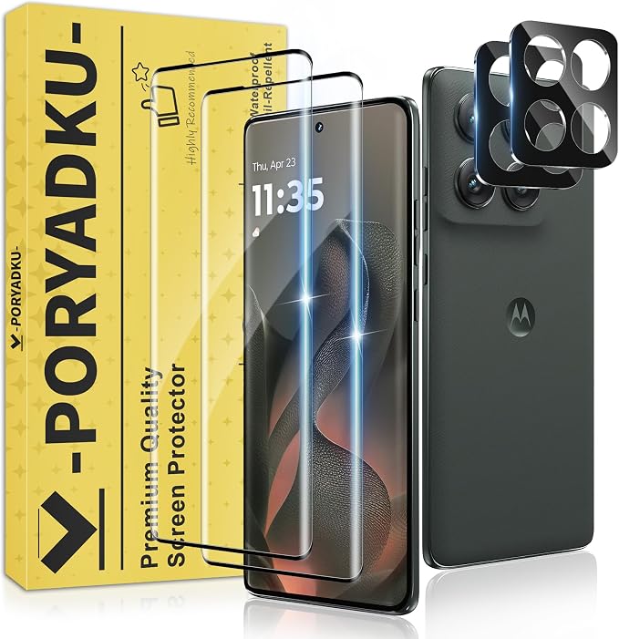 V-PORYADKU 2 Pack for Motorola Edge 2025 Screen Protector + 2 Pack Camera Lens by PORYADKU