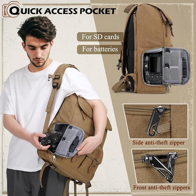RAINSMORE Camera Bag Backpack for DSLR/SLR Mirrorless 15.6 Inch Laptop Camera - Image 4