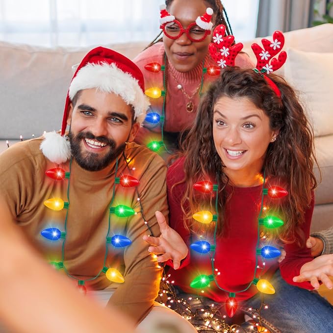 Blowata 12PCS Christmas Party Pavors, 3 Modes Christmas Light up Necklace - Image 5