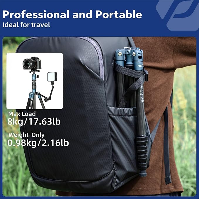 Fotopro 59" Carbon Fiber Travel Tripod Compact Camera Tripod - Image 2