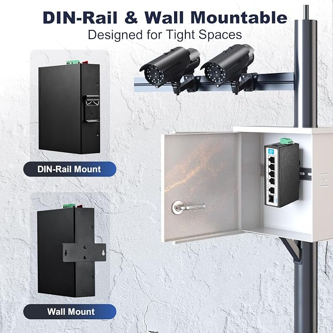 6 Port Mini Gigabit Industrial DIN-Rail PoE Switch, 4 x 100/1000Mbps POE Ports - Image 8