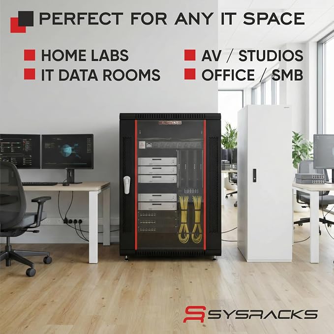18U Wall Mount Server Rack Cabinet 24” Deep, 19” Network & AV Enclosure - Image 8