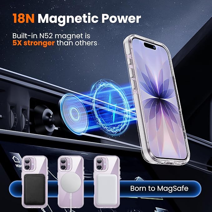toushion 3 in 1 for iPhone 17 Case Clear Bumper, Fits MagSafe, Shockproof Guard - Image 4