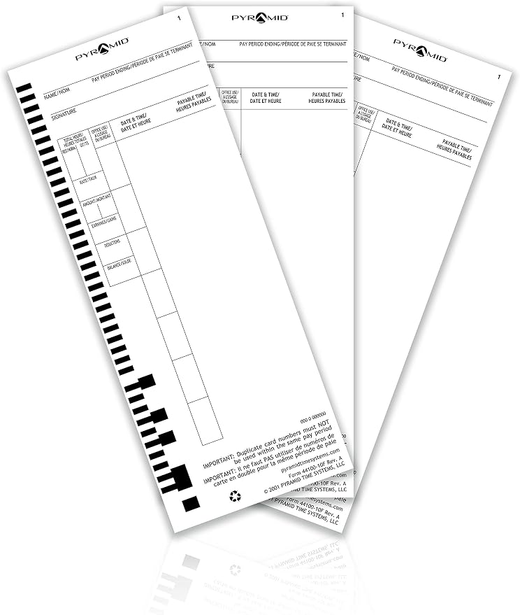 Pyramid Time Systems, Genuine and Authentic English and French Time Cards - Image 2