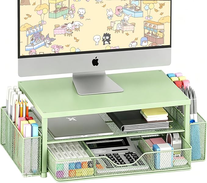 OPNICE Desk Organizers and Accessories, 2-Tier Computer Monitor Stand Riser by OPNICE