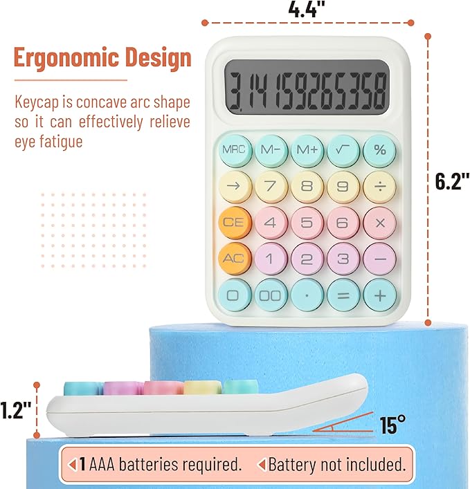 Mr. Pen- Mechanical Switch Calculator, 12 Digit Large LCD Display, Colorful - Image 2
