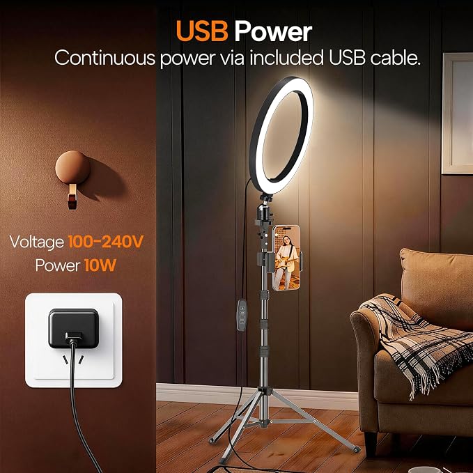 EMART 10" Ring Light with 55" Extendable Tripod Stands and Phone Holder - Image 8