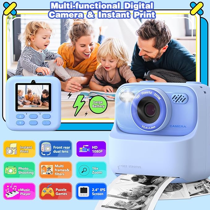 masterbee Kids Camera Instant Print Photo, Birthday Gifts - Image 2