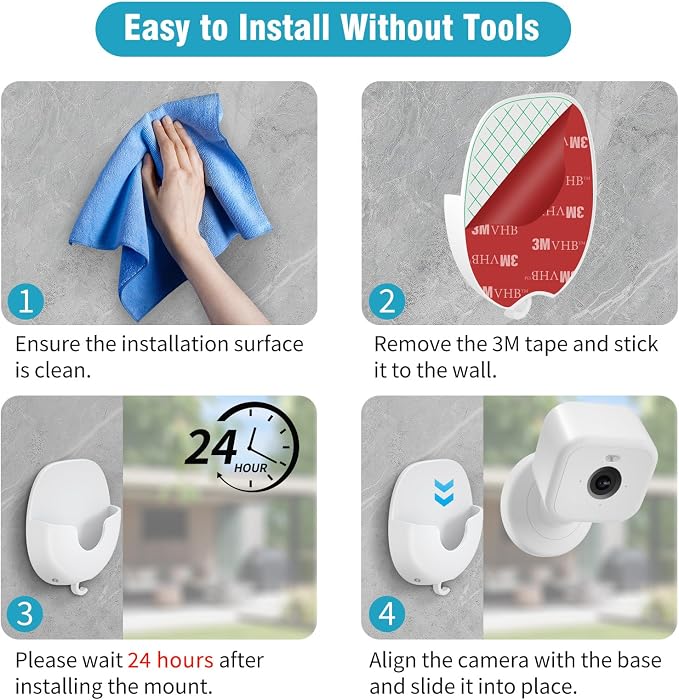 3 Pack Blink Camera No Drill No Screws Wall Mount Bracket - Image 7