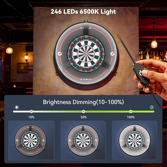 STASUN 360° Dartboard Ring Light, Dimmable Magnetic LED Dart Board Lighting - Image 4