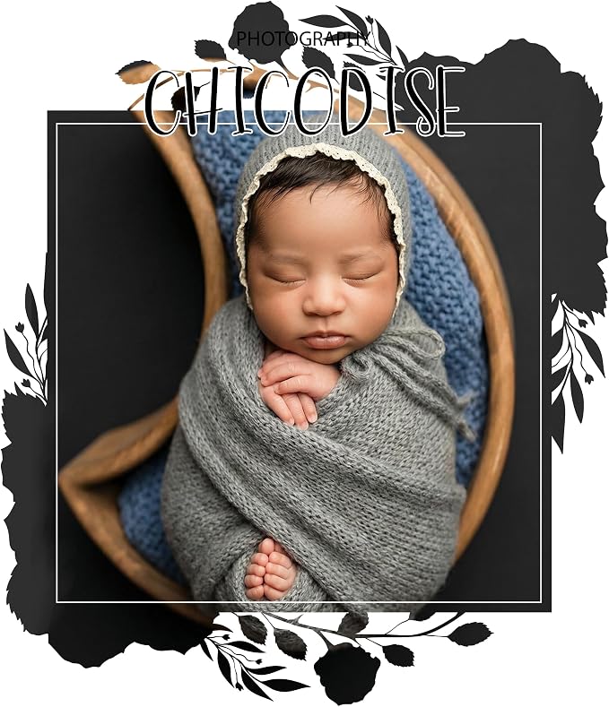 Newborn Photography Props Wraps & Ruffle Edge Bonnet - Image 4