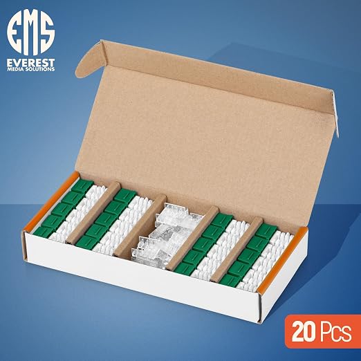 Everest 90° Angled RJ45 Cat6A Keystone Jacks 20-Pack in Green - Image 2