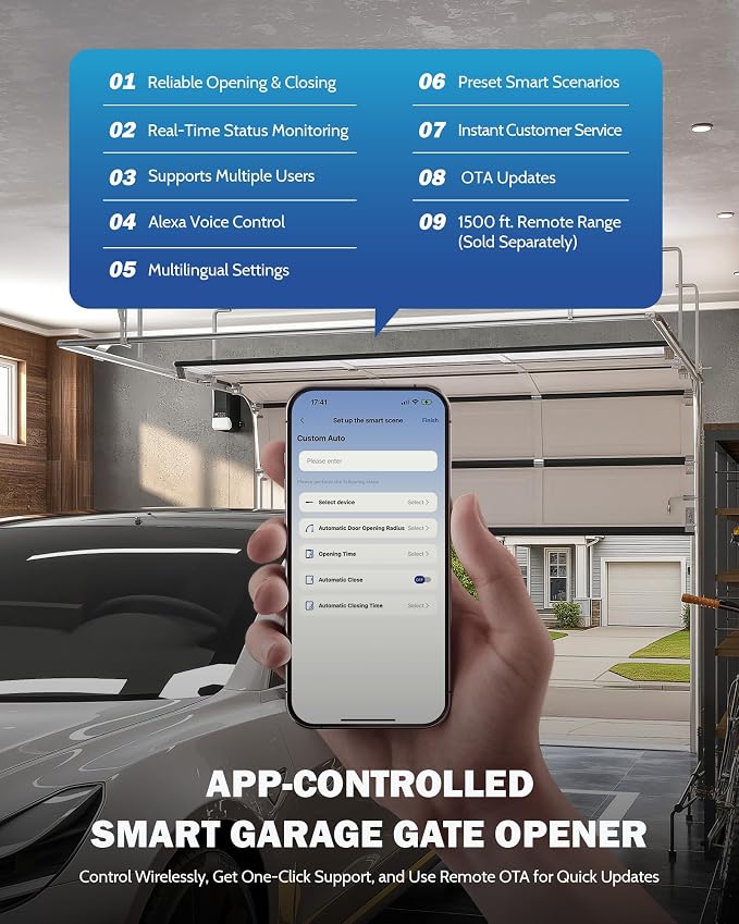 ZUMI Wall-Mounted Garage Door Opener, App-Controlled Garage Opener - Image 5
