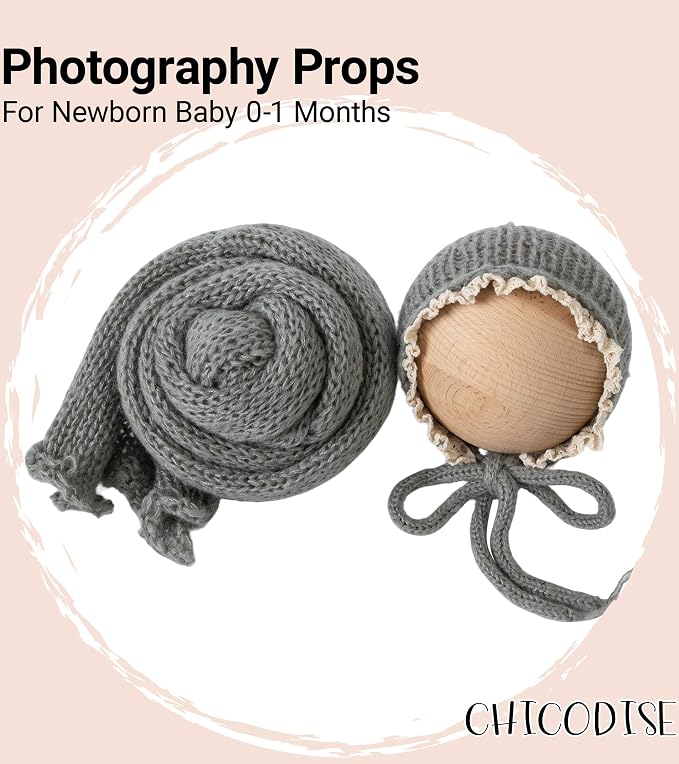 Newborn Photography Props Wraps & Ruffle Edge Bonnet - Image 5