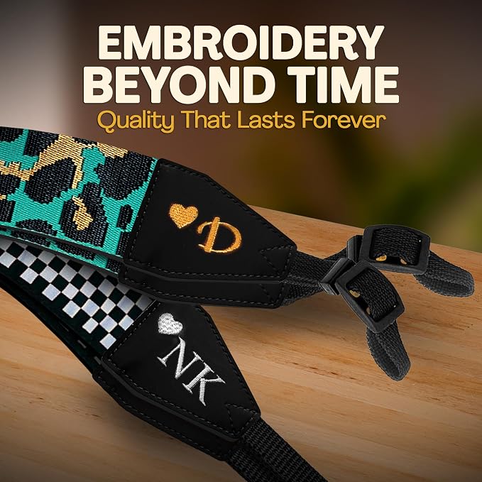 Art Tribute Custom Black White Checkers Camera Strap - Image 5