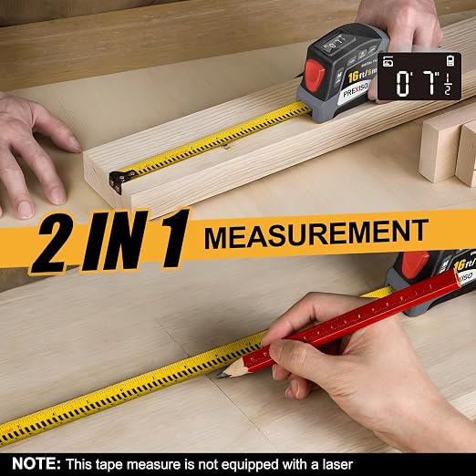 PREXISO 2-in-1 Digital Tape Measure - 16Ft Rechargeable Digital Measuring Tape - Image 4