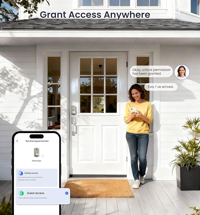 Veise VE017-D Smart Fingerprint Front Door Lock Set, App Control, 8-in-1 - Image 7