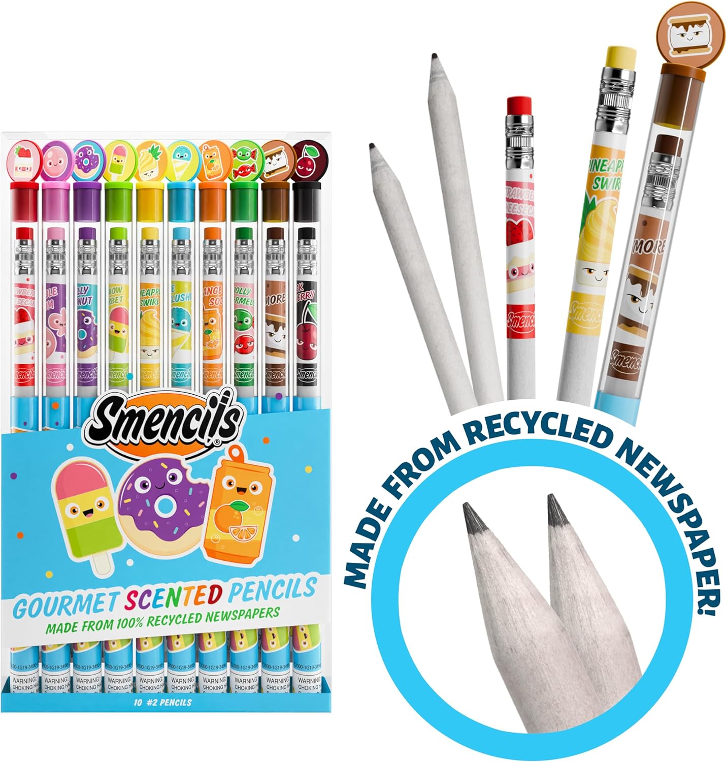 Graphite Smencils (2 Pack) - HB #2 Patented Gourmet Scented Pencils, 10 Count, Gifts for Kids, School Supplies