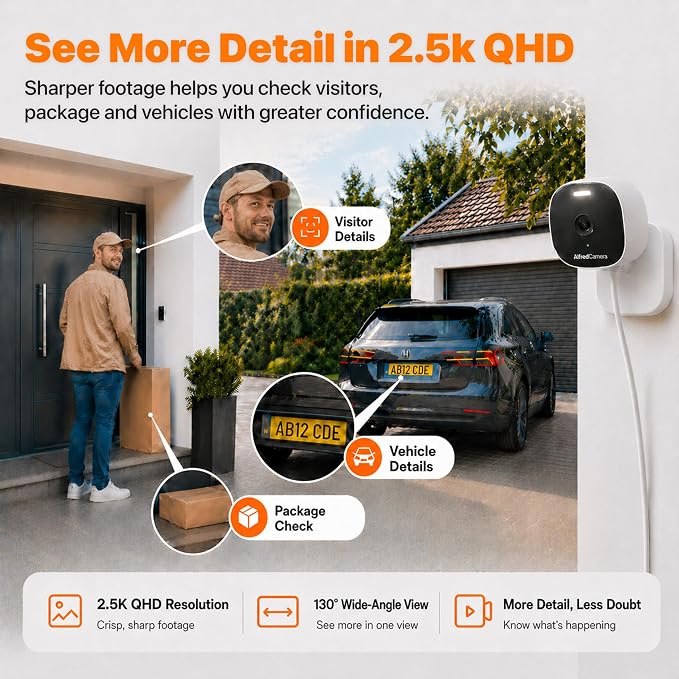 AlfredCam Plus 2 Smart Home Security Camera 2.5K, WiFi 2.4 & 5GHz, - Image 3