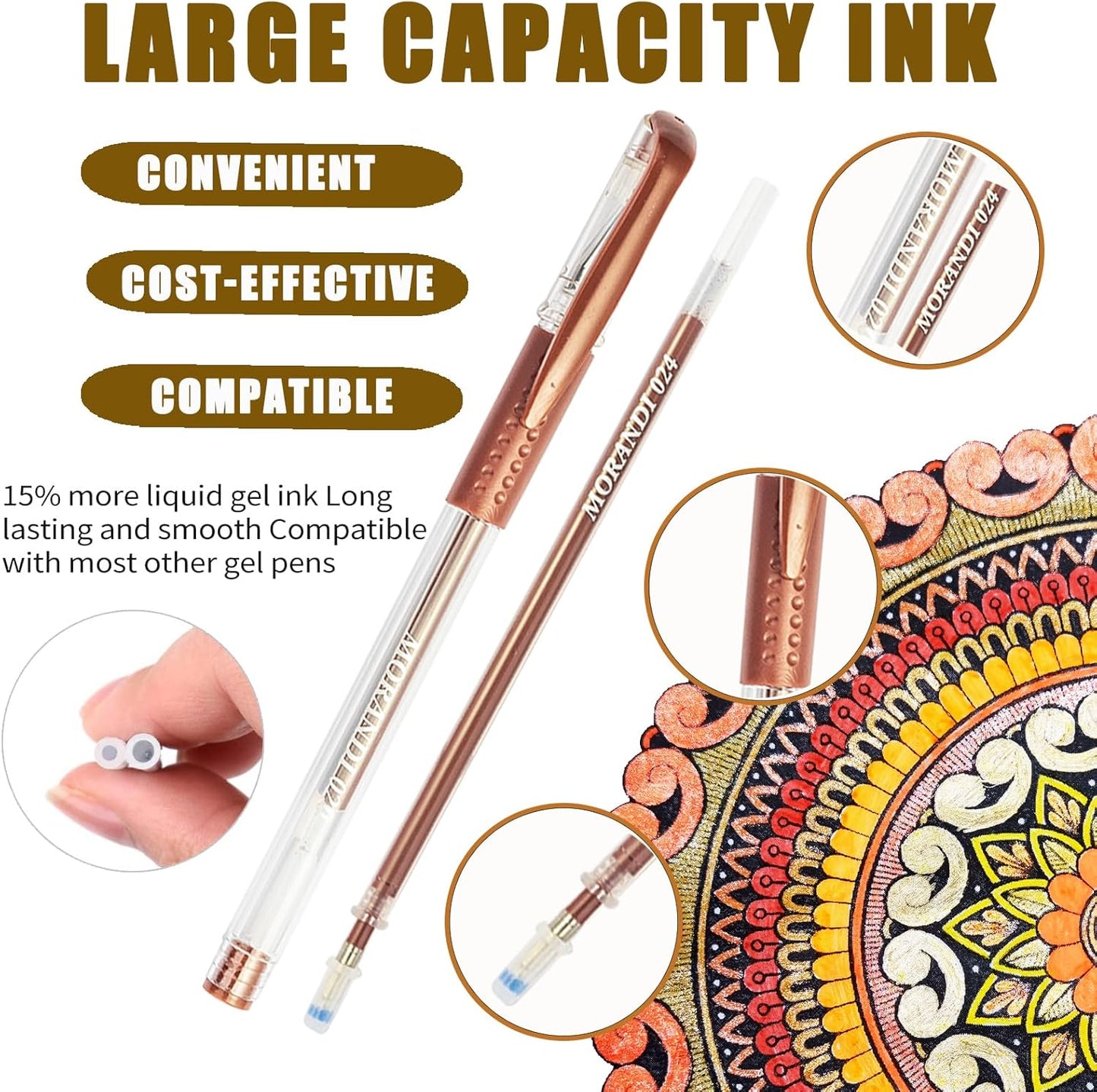 90 Pack Skin Tone Gel Pens, 30 Skin Tone Gel Pens with 60 Refills,40% More Ink Colored Gel Pens for Adults Coloring Books Drawing Doodling Scrapbook Journaling