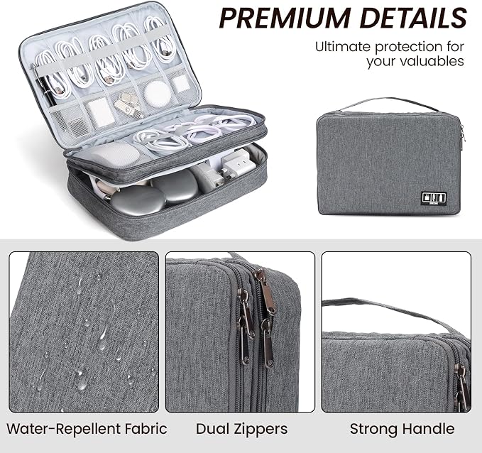 Large Electronic Organizer Travel Case, Double Layer Tech Accessories Bag - Image 3