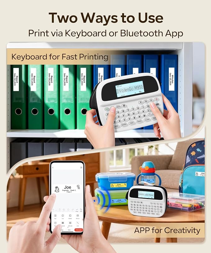 Label Maker Machine with 4 Tapes, Rechargeable Backlit Bluetooth Label Maker - Image 6
