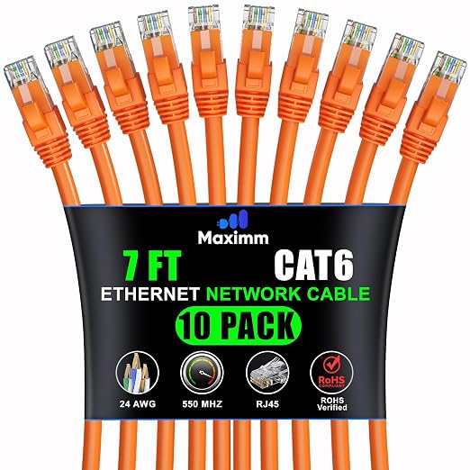 Maximm Cat 6 Ethernet Cable 7 ft by MaximmCable