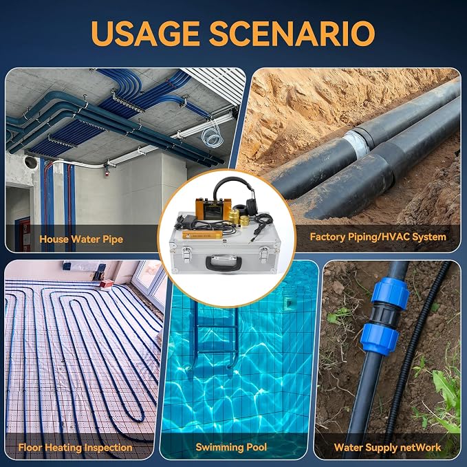 Underground Water Leak Detector, Water Pipe Leak Monitor w/ Dual-Size Sensors - Image 6