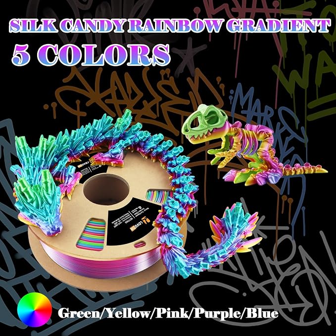 LOVOON Silk PLA 3D Printer Filament, Shiny Rainbow PLA Filament 1.75mm - Image 4