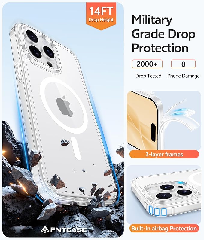 FNTCASE for iPhone 15 Pro Case: Anti Yellowing Transparent Clear Magnetic Phone - Image 5