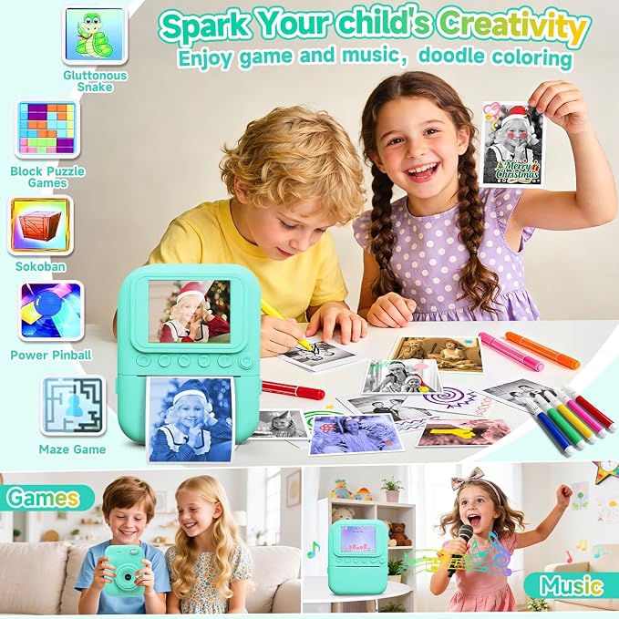 Kids Camera Instant Print, 1080P Digital Instant Print Cameras - Image 4