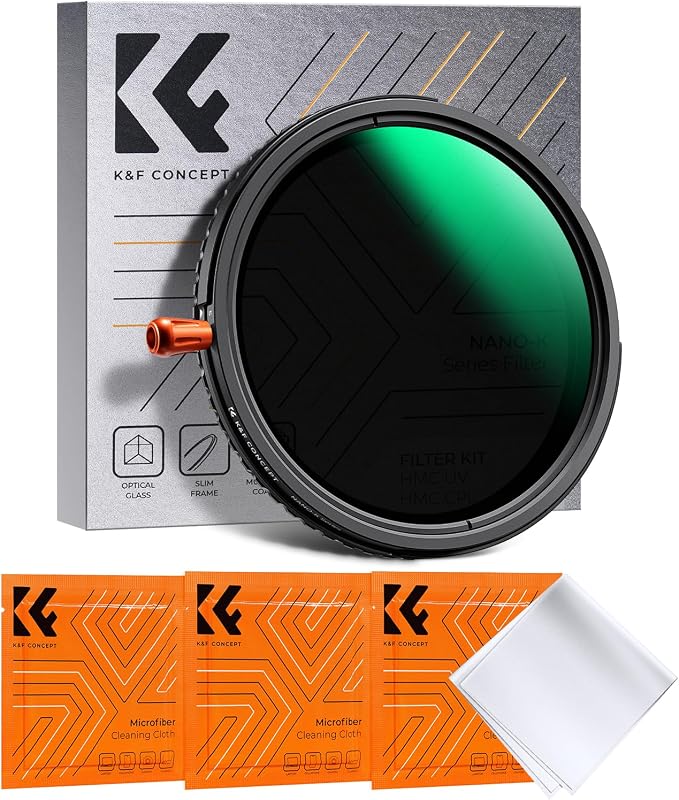 K&F CONCEPT 58mm Black Diffusion Mist Effect 1/4 & Variable ND2-32 & Circular by KFCONCEPT