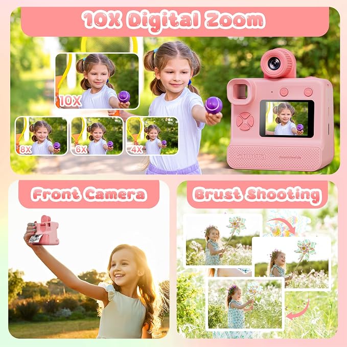 Instant Print Camera for Kids, 1080P Kids Instant Cameras, HD Selfie Digital - Image 3