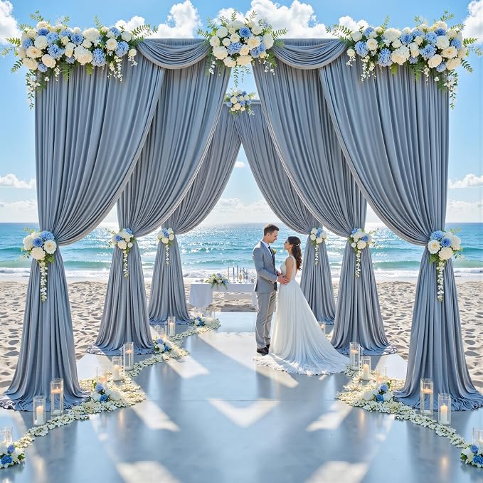 50ft x 15ft Dusty Blue Backdrop Curtains - Image 8